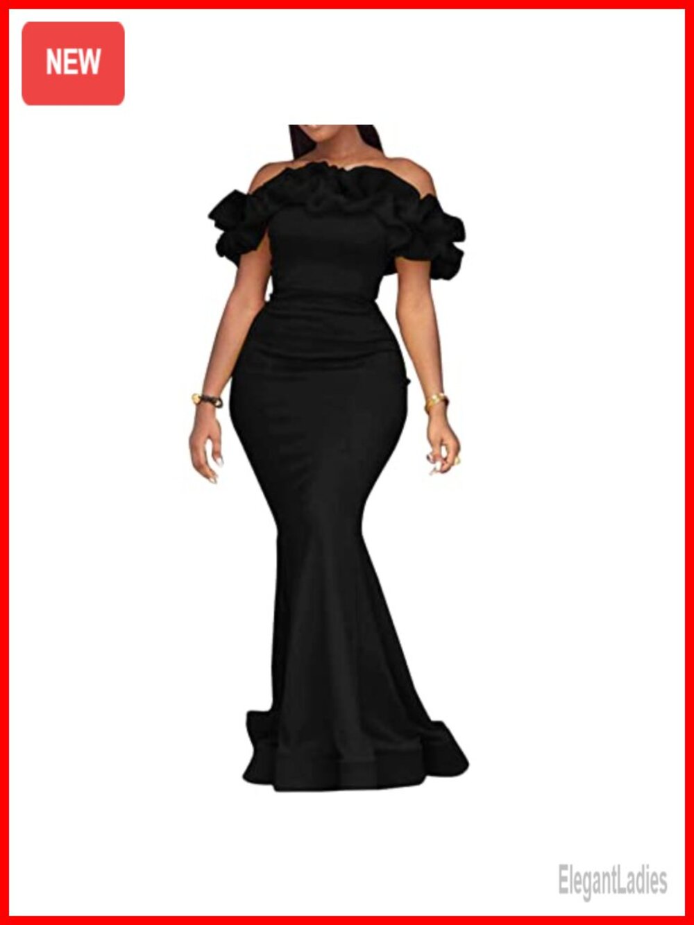 Off Shoulder Ruffle Mermaid Formal Maxi Dress Evening Gown